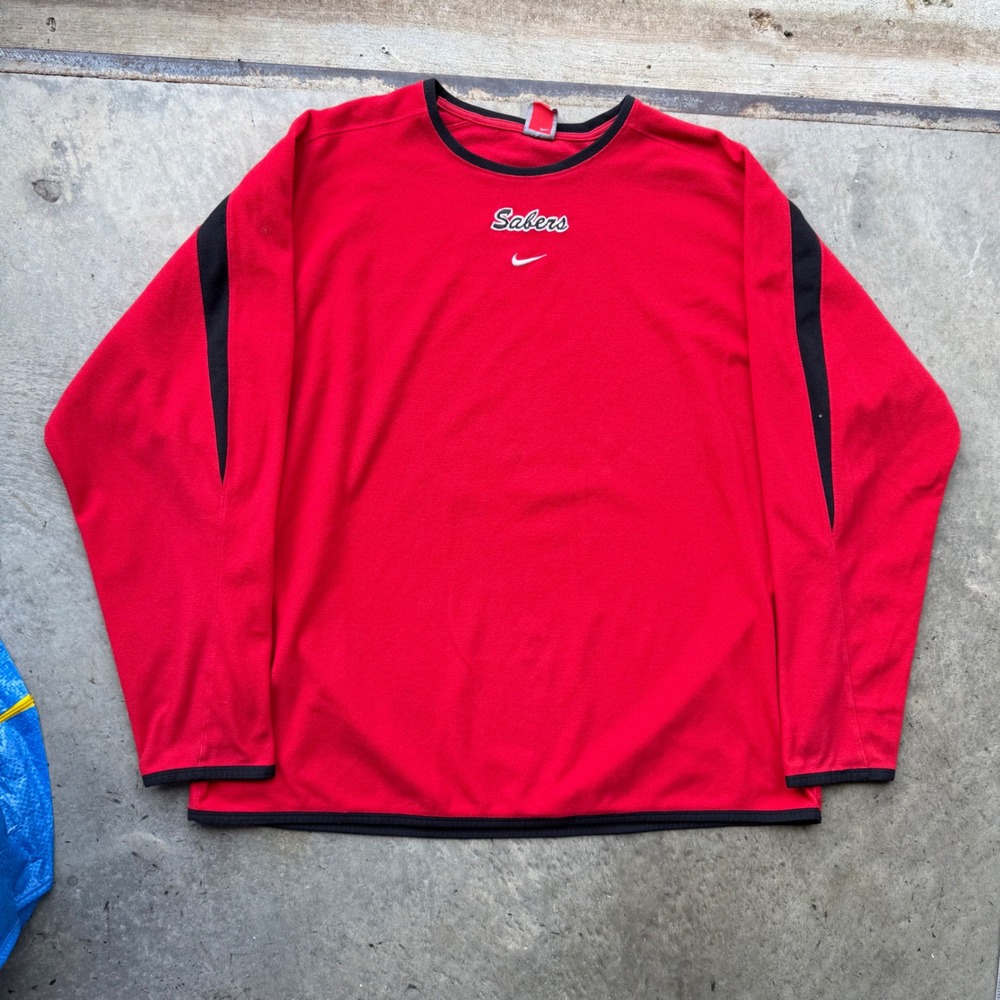 Nike Team Sabers ThermaFIT Fleece Pullover Red Black XXL Mens Longsleeve vintage